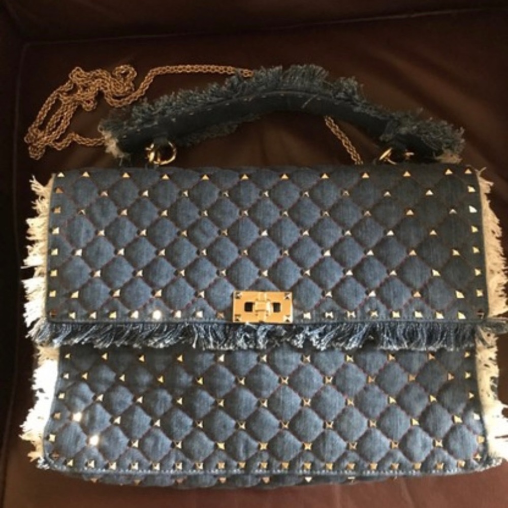 Valentino quilted denim rock-stud bag - Picture 3 of 7